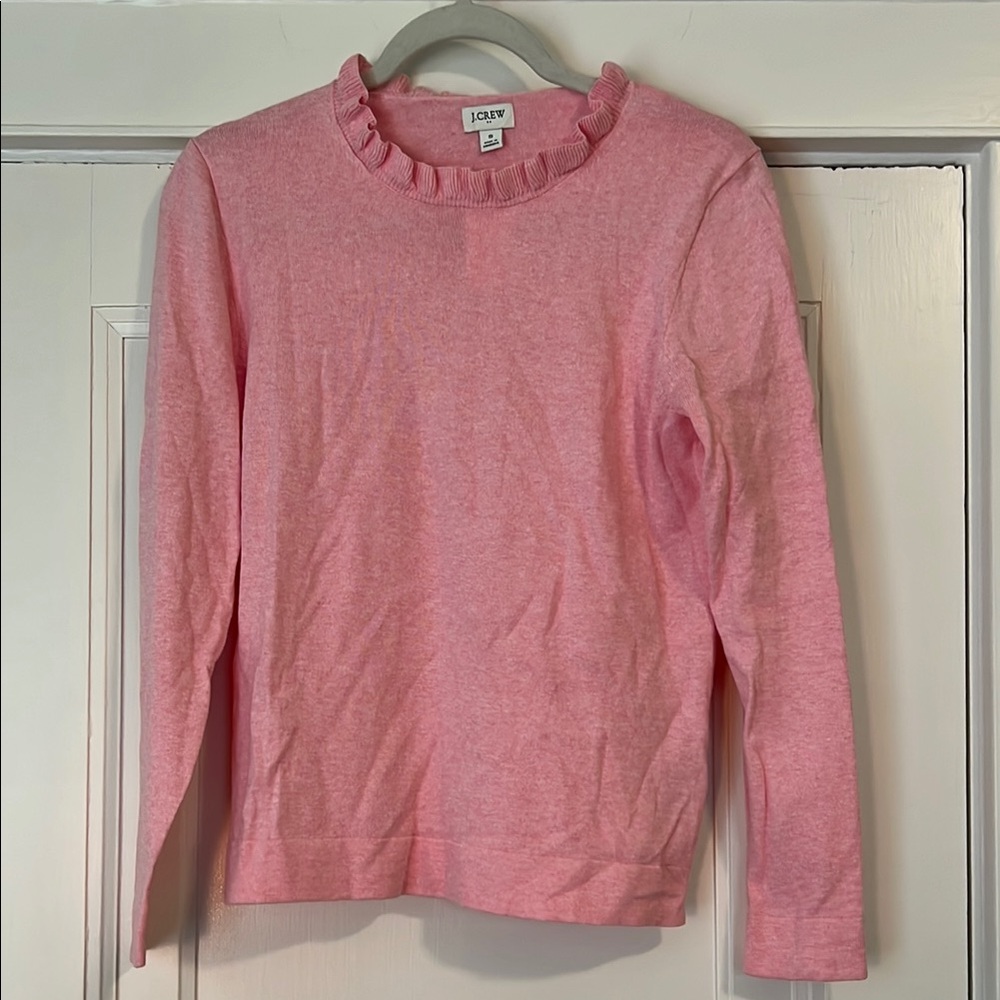 J. Crew Pink Ruffled Sweater Top